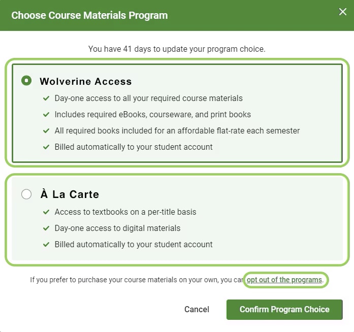 Choose program 